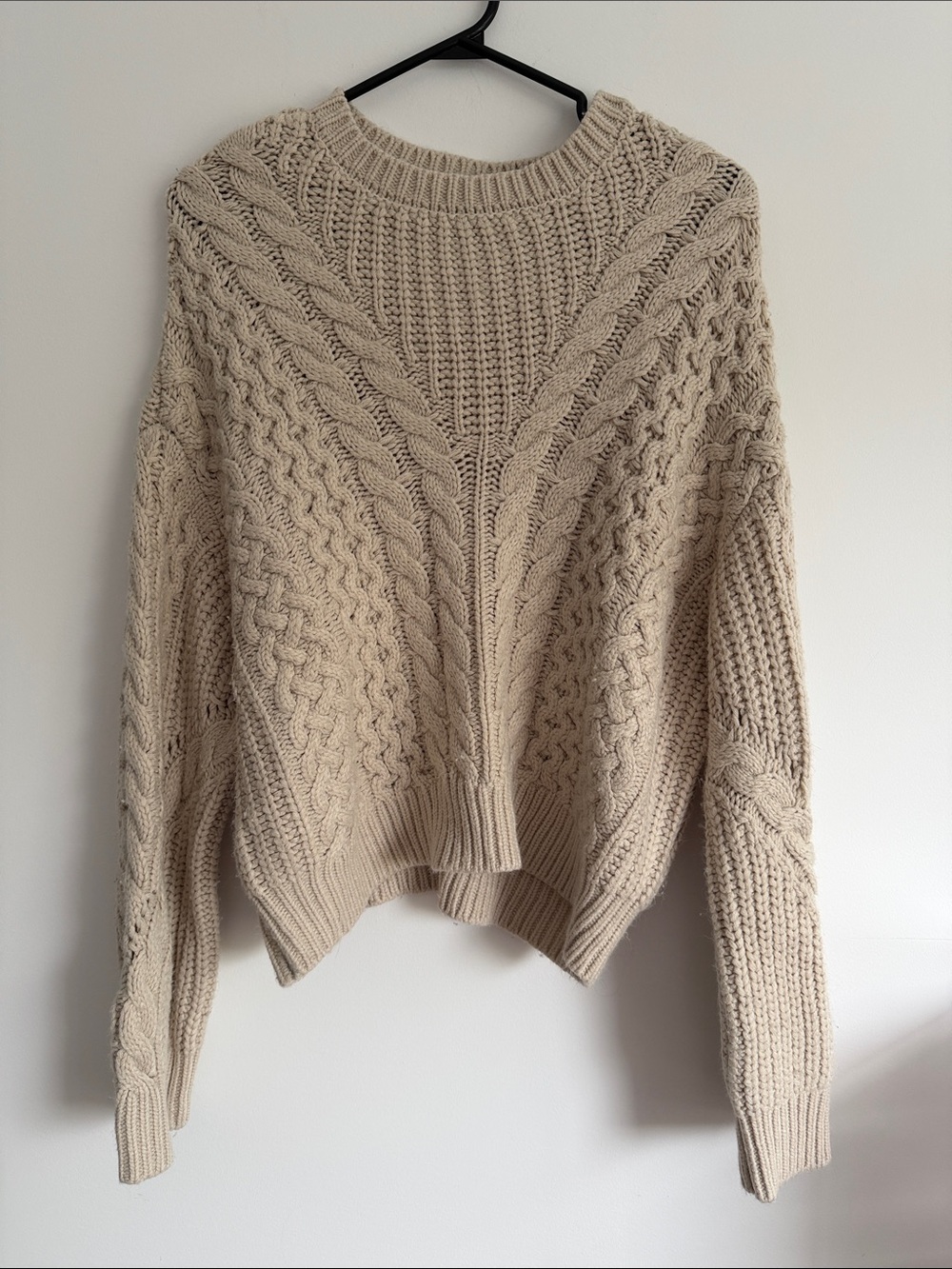 Dynamite Chunky Cable Knit Sweater - Cream